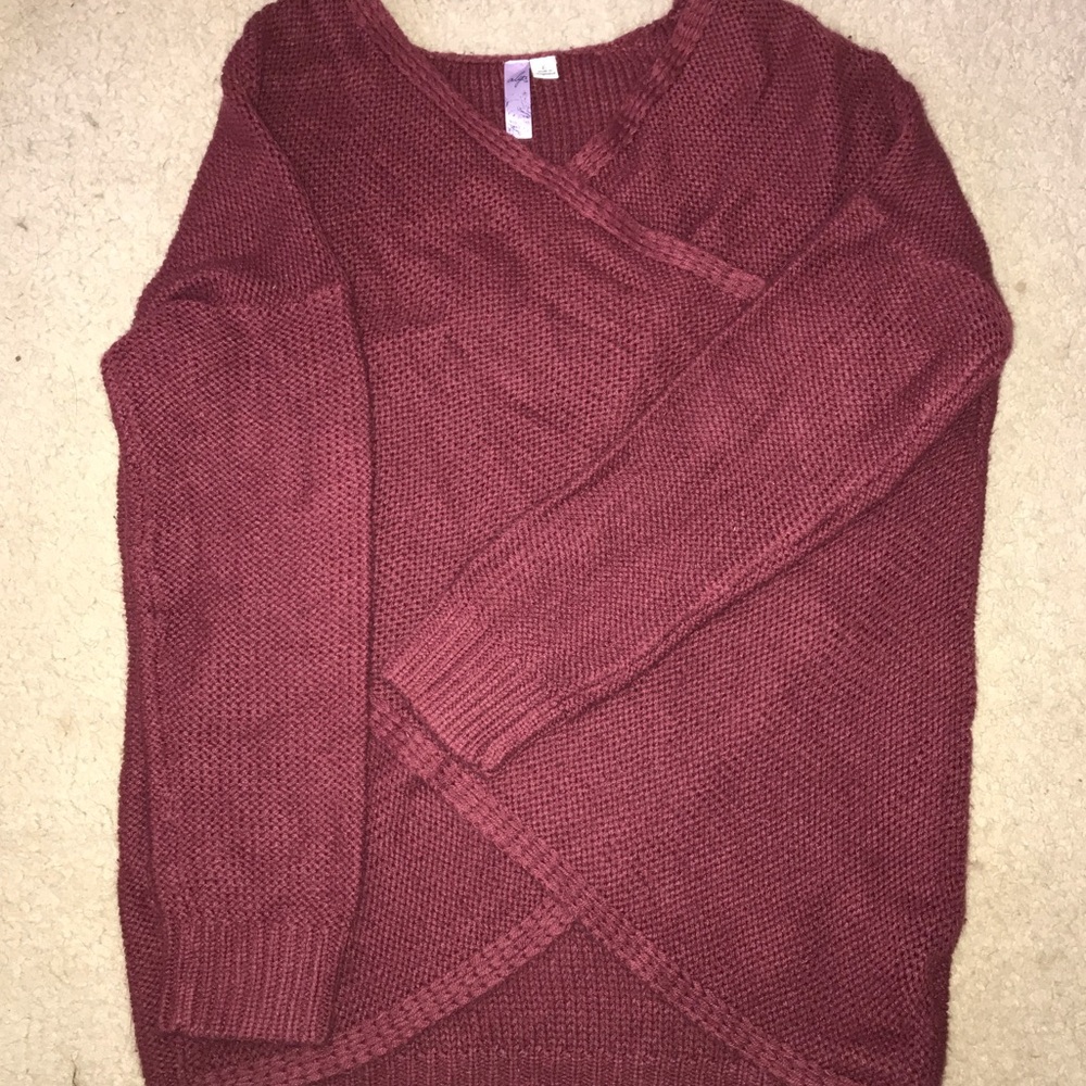 Francesca’s burgundy sweater